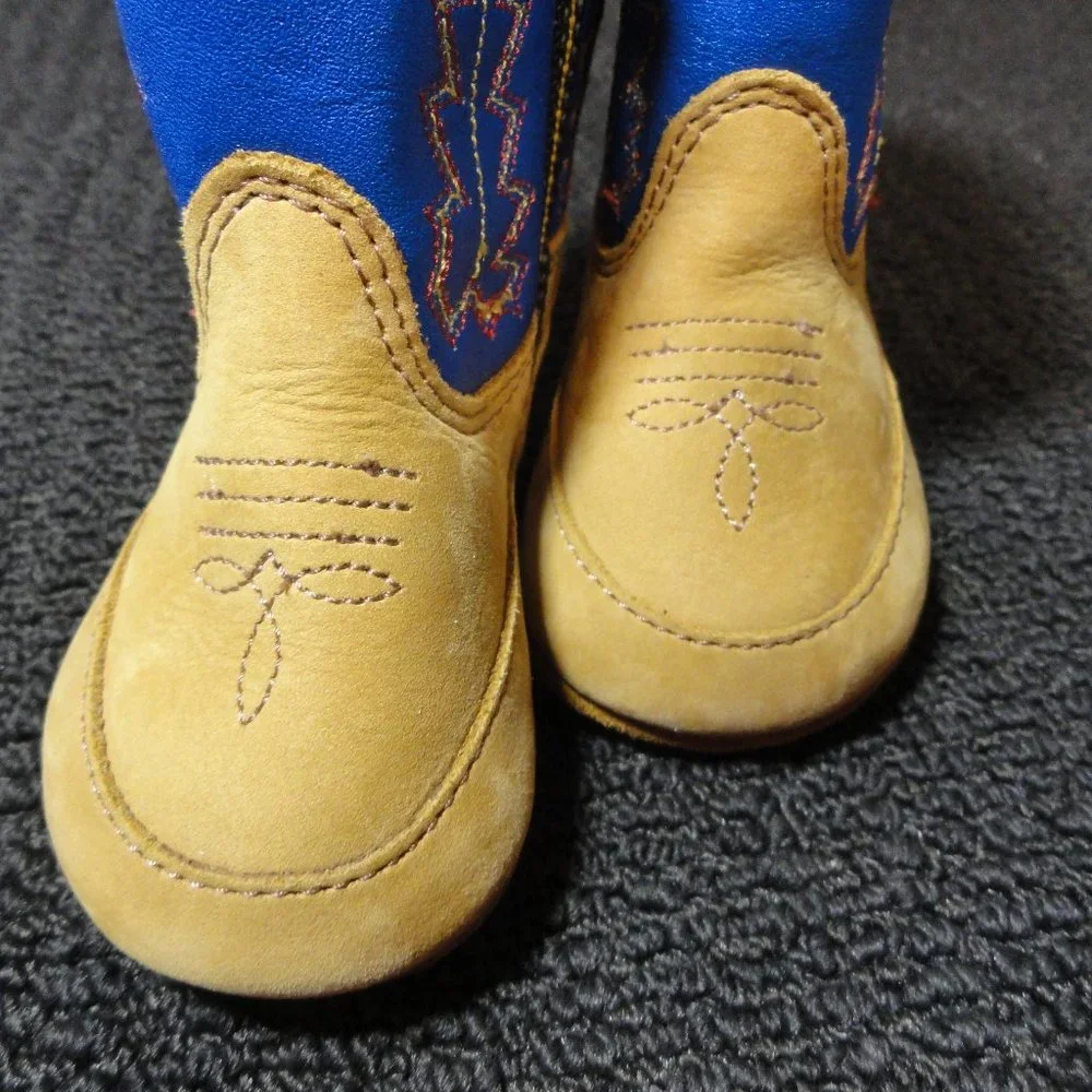 Cowboy style Old West Embroidered Leather upper booties sz 2